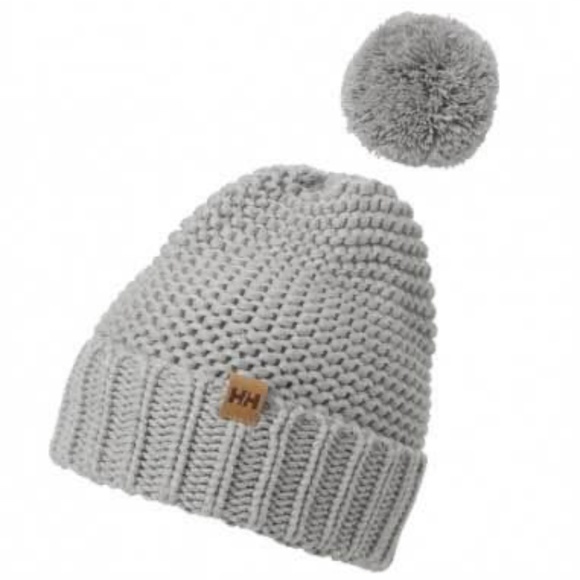 BRAND NEW women helly hansen hh HH calgary chunky grey beanie with removable pom - Picture 4 of 6
